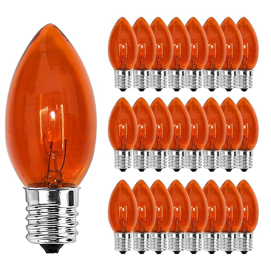 Amazon.com: Konictom C9 Orange Halloween Light Bulbs, 25